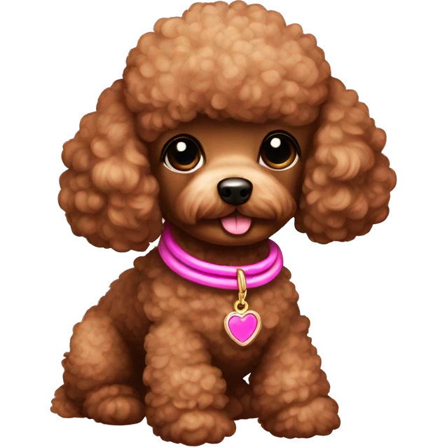 Toy poodle brown with pink necklace  emoji
