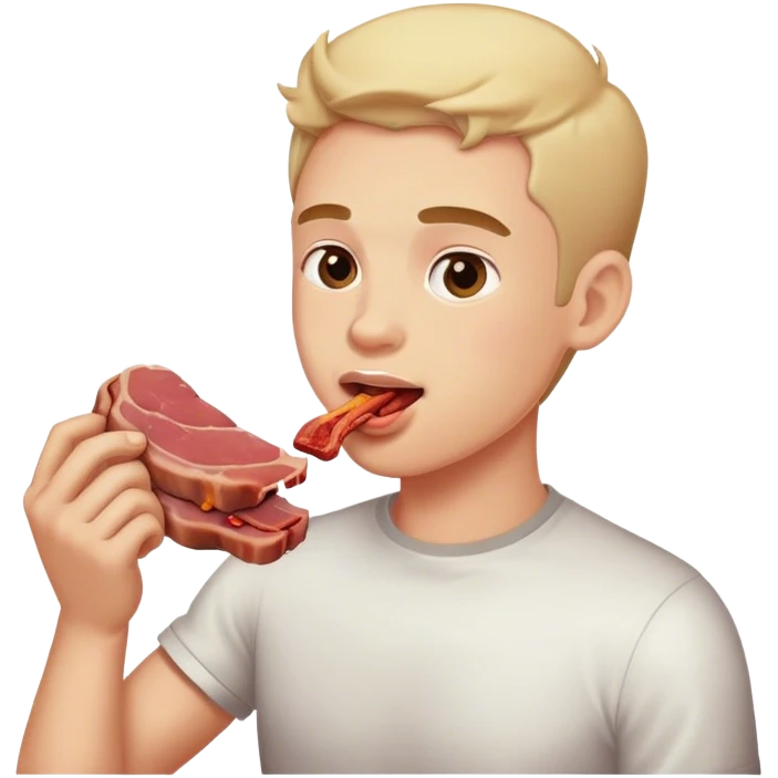cute man eat meat emoji