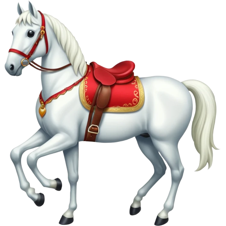 Christmas white horse with a full-length red saddle emoji