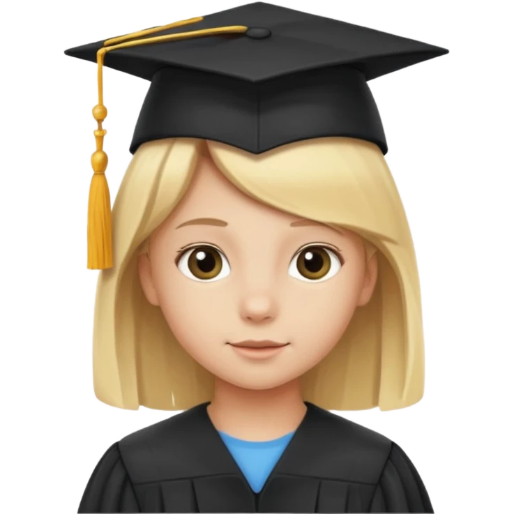 blonde child with graduation cap emoji