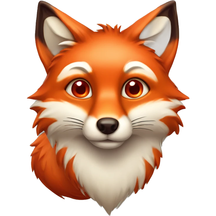 deep lush red fox face with tiny red heart instead of eyes emoji