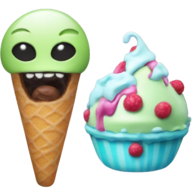 Alien Cake and ice cream emoji