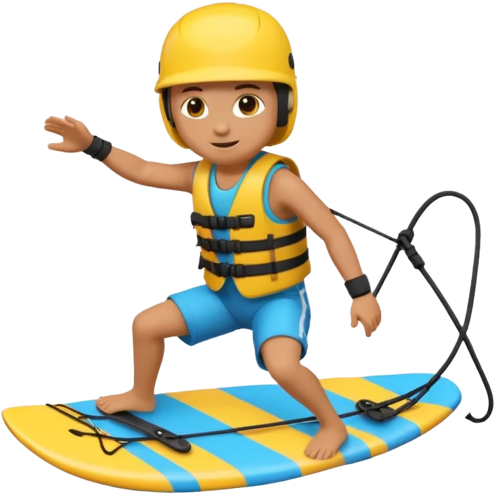 3D emoji-style icon of a person wakeboarding. emoji