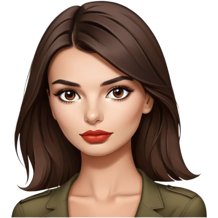 Emily Ratajkowski, beautiful fashion model with brunette hair, full lips, defined eyebrows emoji