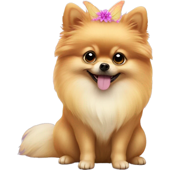 Pomeranian dressed as fairy emoji