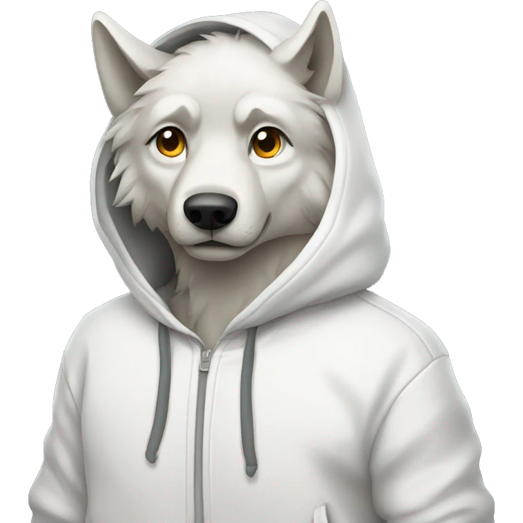 Wolf wearing white hoodie emoji