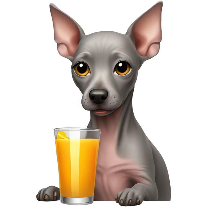 American Hairless Terrier drinking juice  emoji