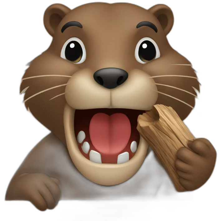 Beaver biting wood emoji