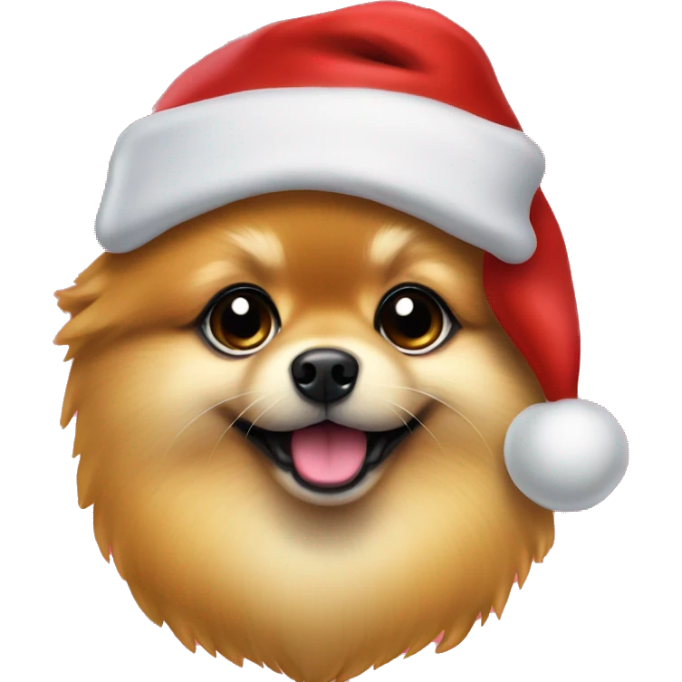 Pomeranian with a Santa hat  emoji