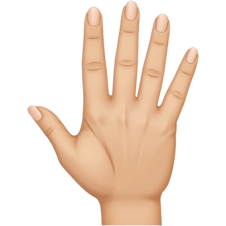 the ring finger, index finger, and middle finger facing up while the thumb and pinky finger are facing inwards towards the hand emoji