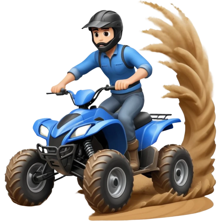 man riding an ATV, dynamic action pose, off-road vehicle, dust trail, 3D cartoon, mobile game icon style, clean background, no text, no watermark

 emoji