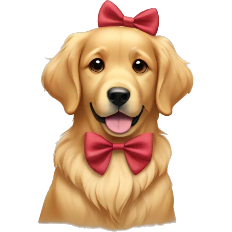Golden retriever wearing a bow emoji