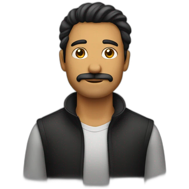 hombre sin bigote con pelo negro y parado emoji