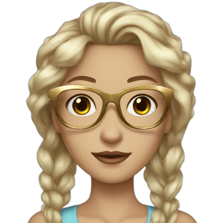 White skin golden glasses queen computer Brown hair Brown eyes  emoji