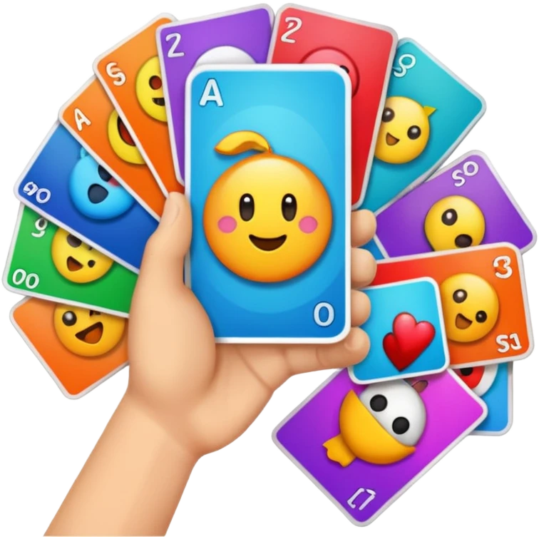 Trading cards in a hand emoji