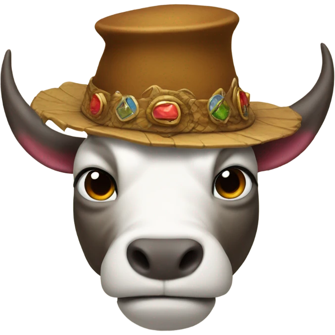 A dragon wearing a hat with a picture of a buffalo on it emoji