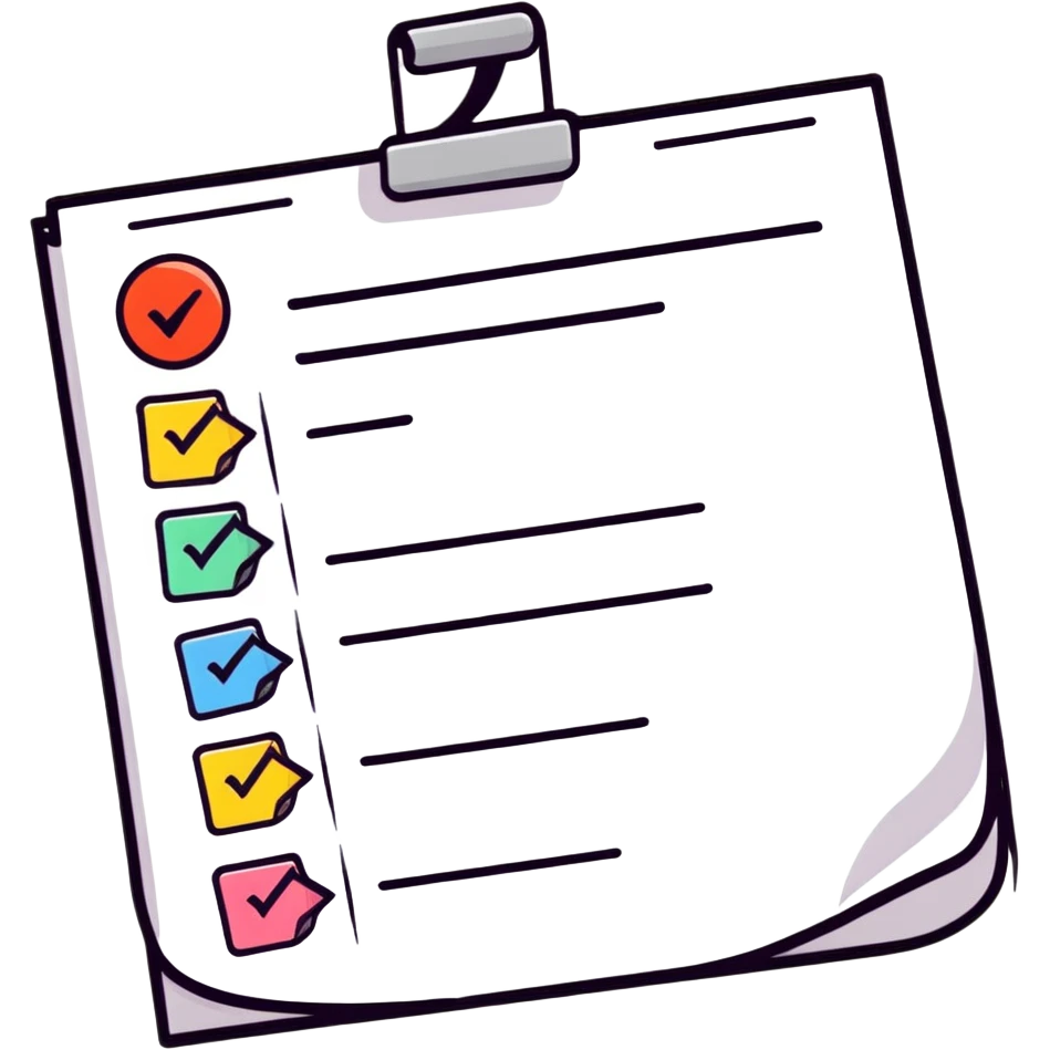 sticker style checklist with playful checkmarks emoji