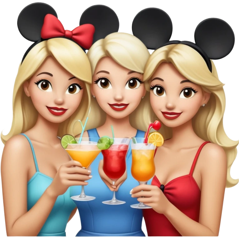 3 blonde Ladies having cocktails at Disney World emoji
