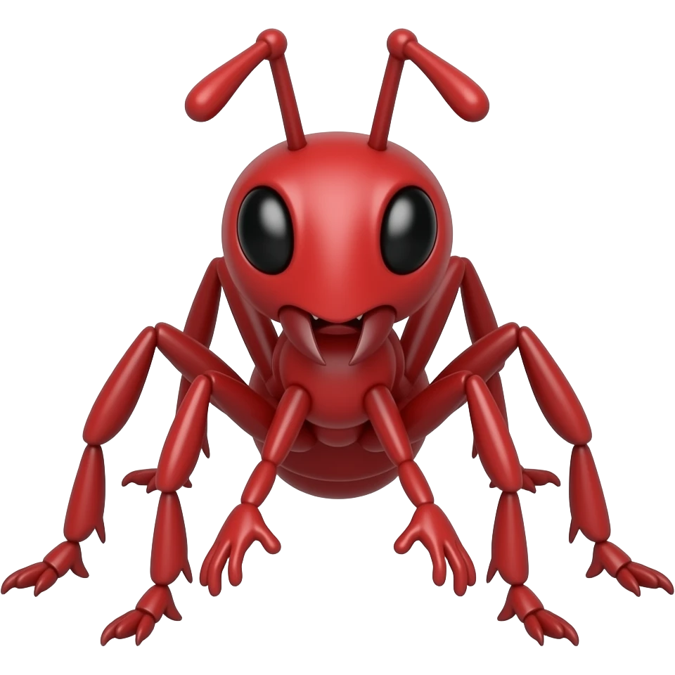 A red muscular ant, cartoon style emoji