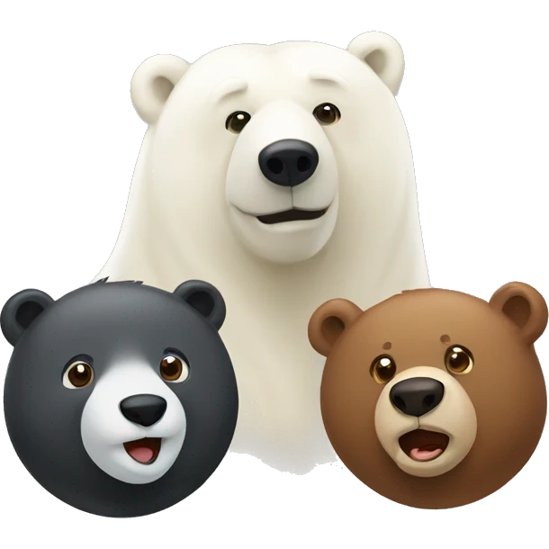 3 sweet bears. A polar bear,brown bear and black bear  emoji