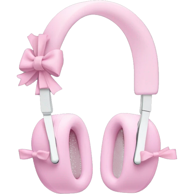 AirPod pro max headphones with thin pink bows tied around each ear emoji