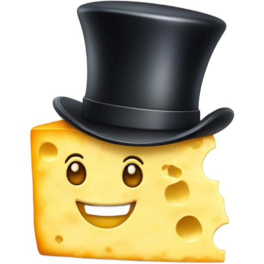 Cheese smiling wearing a top hat emoji