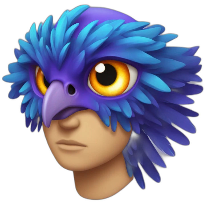 Blue Purple Phoenix Fire Head Big Eyeys emoji