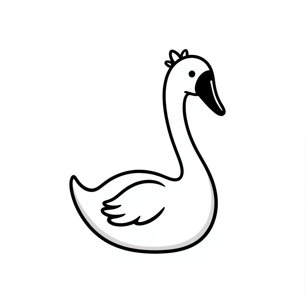 a swan, hand drawn black doodle style emoji