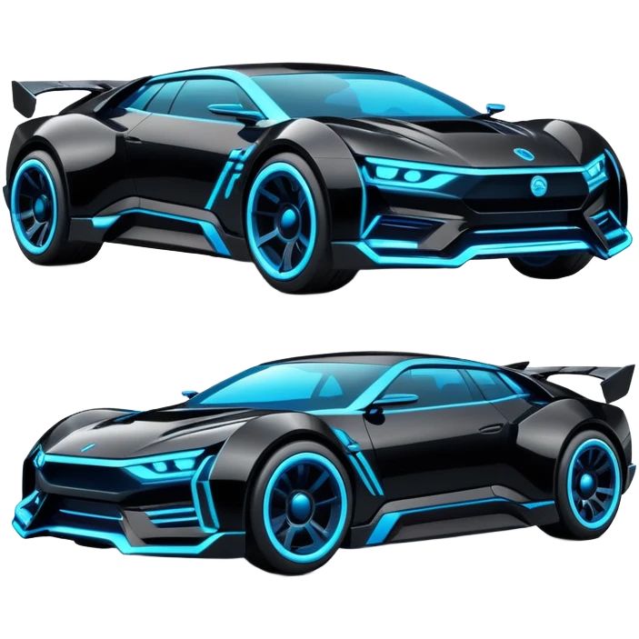 futuristic black and blue cyberpunk car emoji