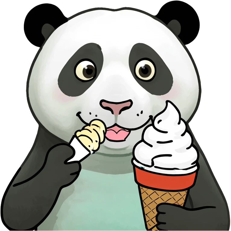 Panda eating ice cream emoji