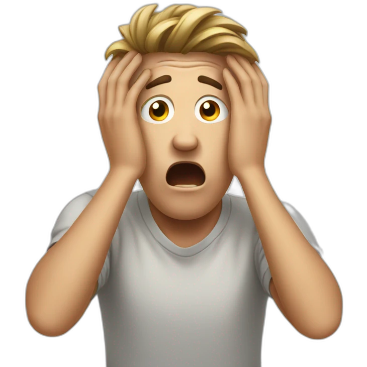 shocked guy hands on head emoji