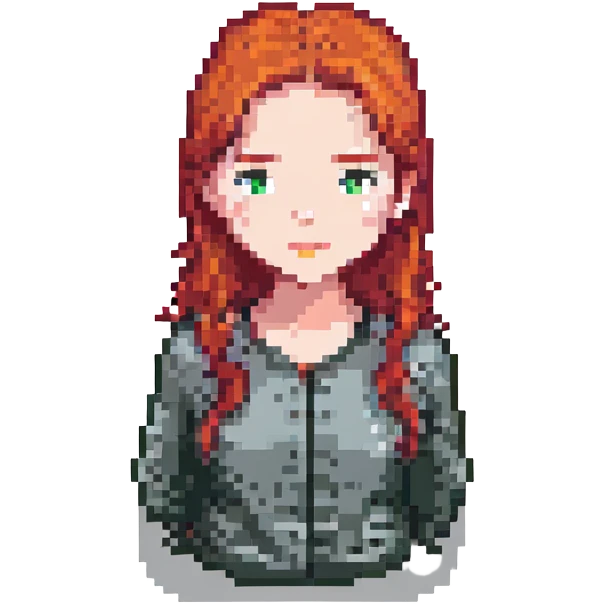 woman with red hair, pixel art style emoji