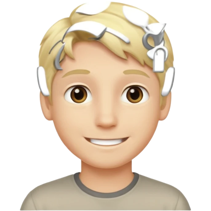 blond boy with grey eyes smiling emoji