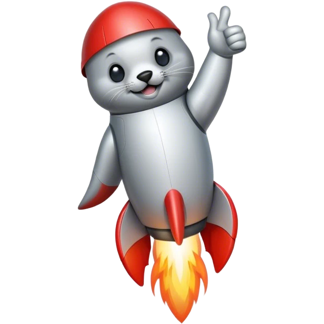 seal thumbs up launching in a rocket emoji