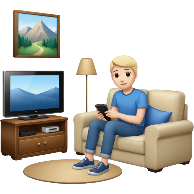 person watching a movie on the TV in their living room emoji