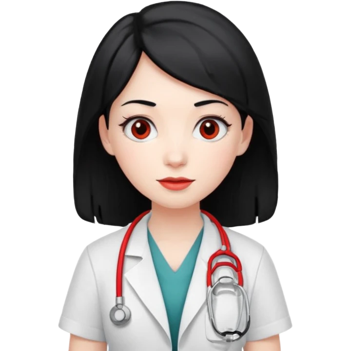 doctor with black hair and red hairclips  emoji