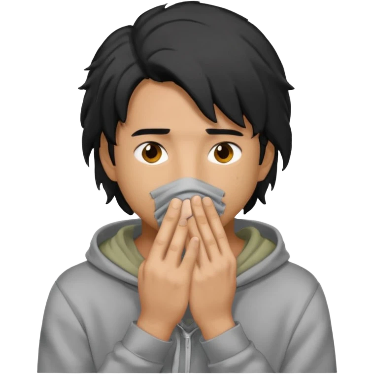 Moreno greñudo con capucha cuba la cara emoji