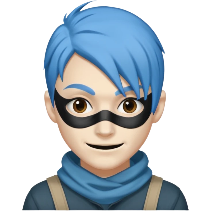 blue haired criminal with robber mask and smirk emoji