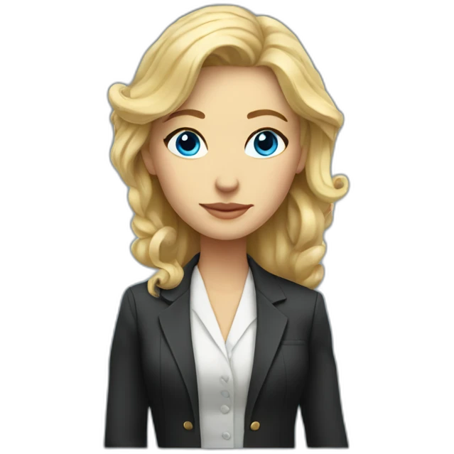 Blonde surfy haired female lawyer with blue eyes and perfect side profile emoji