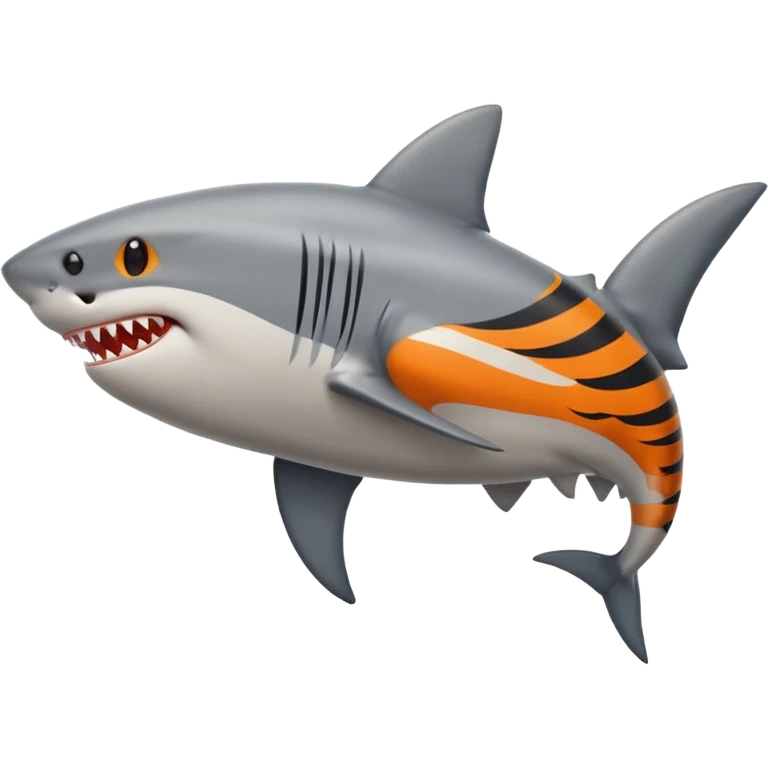 side view of shark body with a cat face emoji