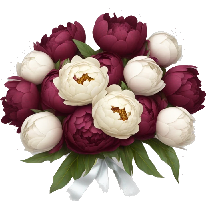Big bouquet of burgundy peonies with a white satin ribbon emoji
