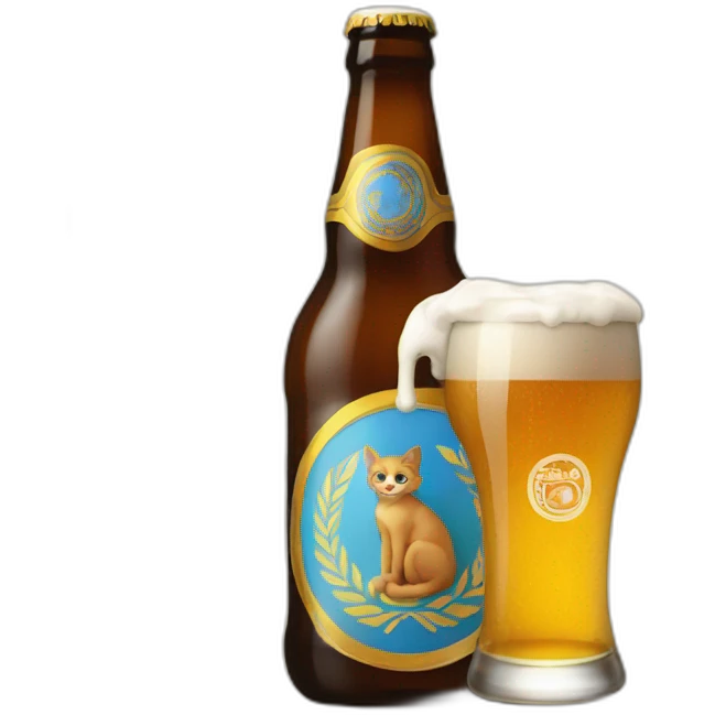 Un chat avec une bière emoji