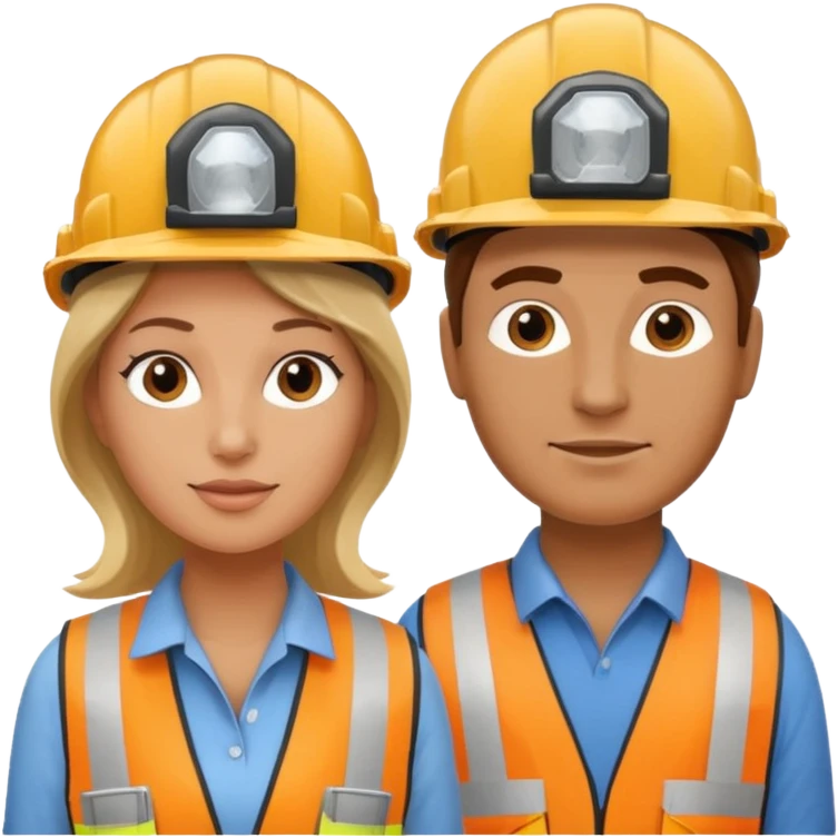 me haces una mujer y un hombre vestidos como constructores de obra emoji
