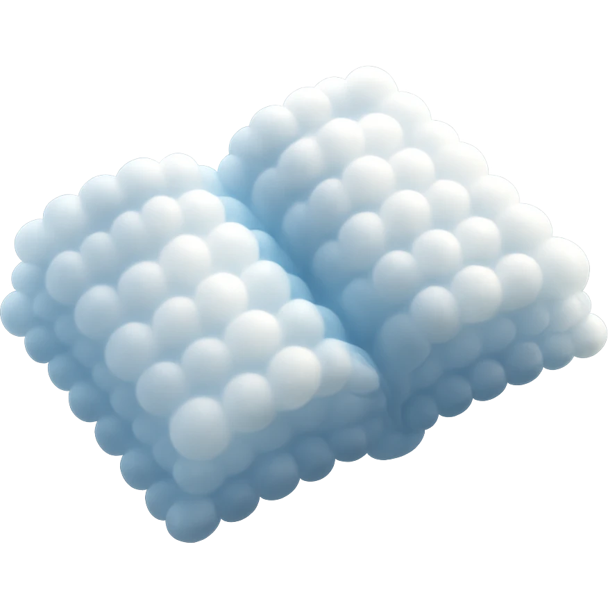top view of a thick open book made entirely of small, very bright white fluffy convex clouds, matte glass style emoji