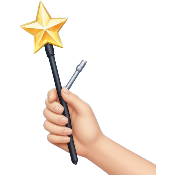 magic wand and hand with sparkles emoji
