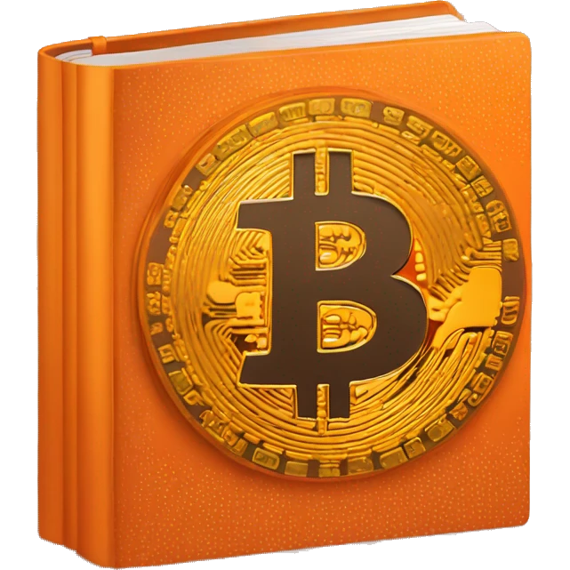 orange book with the word bitcoin on it emoji
