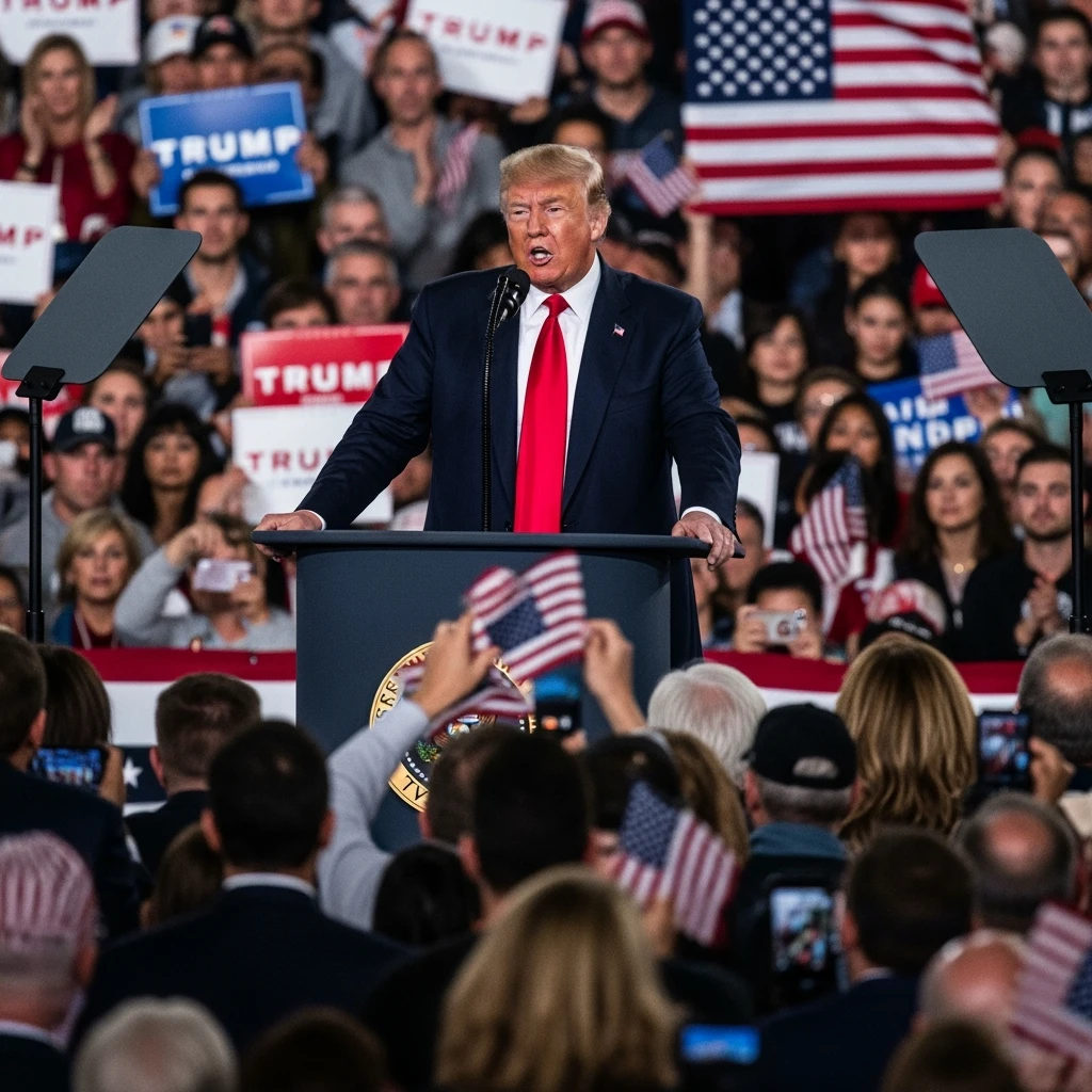 Donald Trump speaking at a rally emoji
