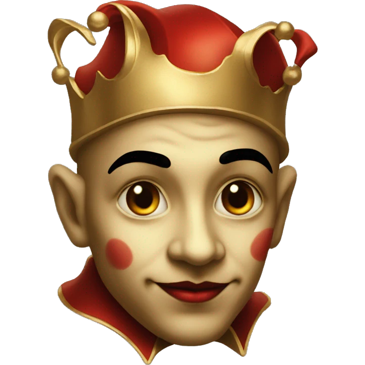 Vintage Jester high cheekbones, red, gilded  emoji