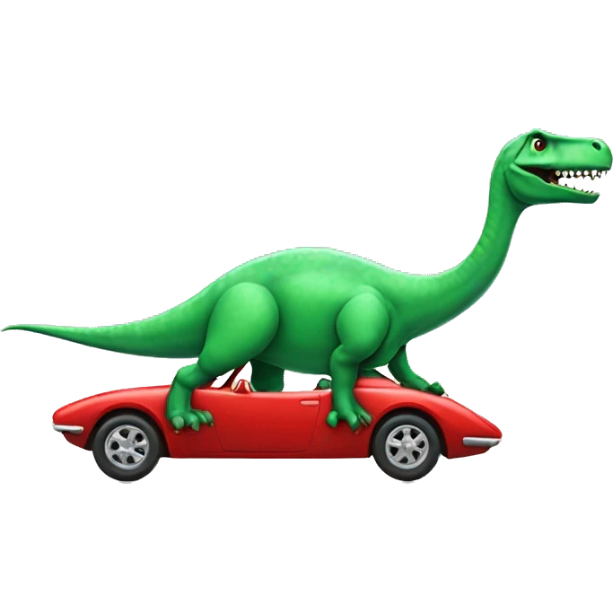 dinosaur with red car emoji