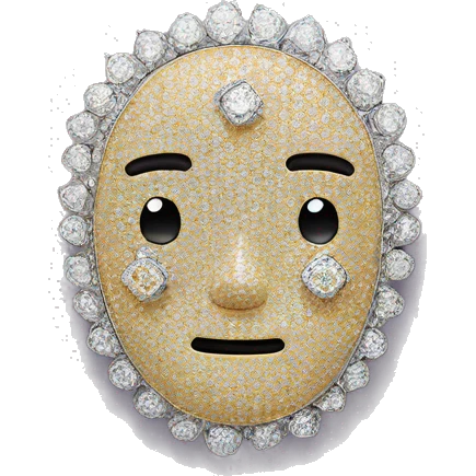 brooch set with diamonds, no face emoji